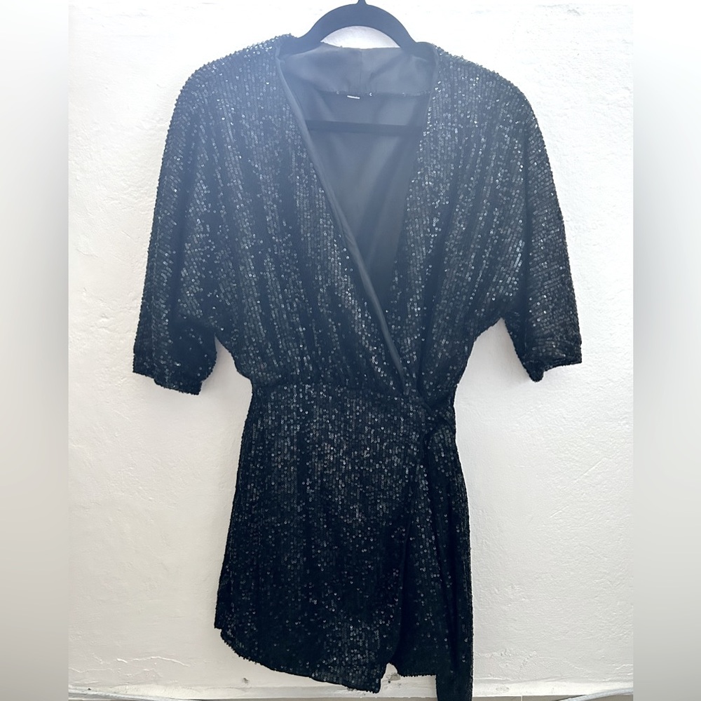 Sequin Black Romper Size M She + Sky